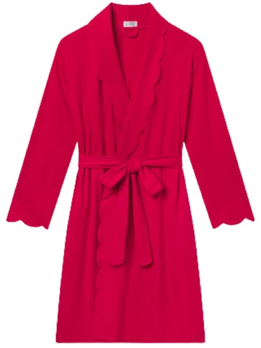 LAKE Pima Scallop Robe in Classic Red - XL